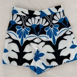Zara High Waist Women's Shorts in Black and Blue Floral